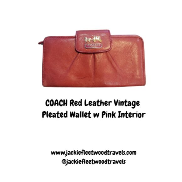 Coach Continental Long Wallet w Pleats Red Leather - Picture 1 of 12